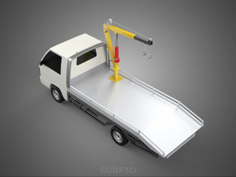 HYDRAULIC CRANE MANUAL HAND CRANK WINCH HOOK JIB TRUCK PICKUP 3D Model