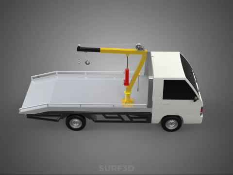 HYDRAULIC CRANE MANUAL HAND CRANK WINCH HOOK JIB TRUCK PICKUP 3D Model