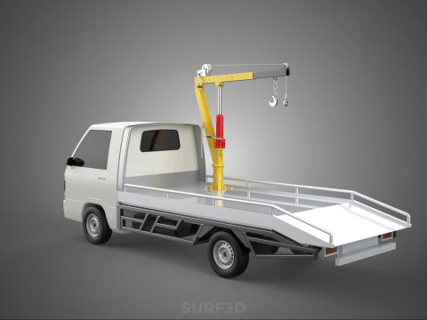 HYDRAULIC CRANE MANUAL HAND CRANK WINCH HOOK JIB TRUCK PICKUP 3D Model