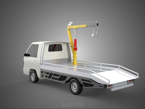 HYDRAULIC CRANE MANUAL HAND CRANK WINCH HOOK JIB TRUCK PICKUP 3D Модель