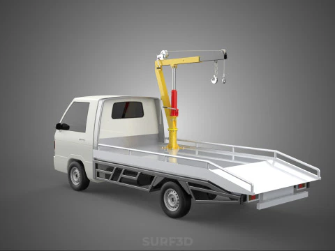 HYDRAULIC CRANE MANUAL HAND CRANK WINCH HOOK JIB TRUCK PICKUP 3D Model