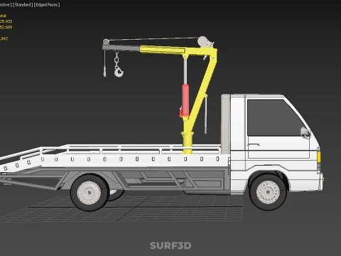 HYDRAULIC CRANE MANUAL HAND CRANK WINCH HOOK JIB TRUCK PICKUP 3D Model