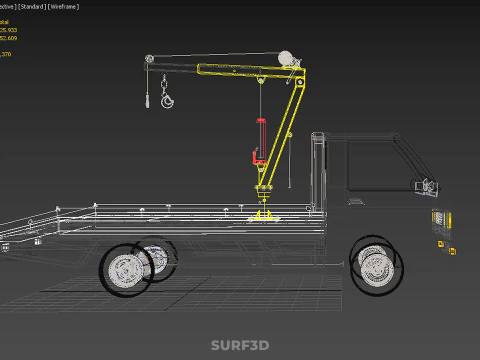 HYDRAULIC CRANE MANUAL HAND CRANK WINCH HOOK JIB TRUCK PICKUP 3D Model