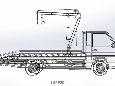 HYDRAULIC CRANE MANUAL HAND CRANK WINCH HOOK JIB TRUCK PICKUP 3D Model