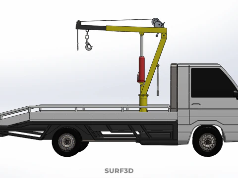 HYDRAULIC CRANE MANUAL HAND CRANK WINCH HOOK JIB TRUCK PICKUP 3D Model