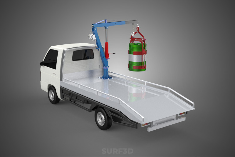 JACK HYDRAULIC CRANE HAND CRANK WINCH JIB DRUM TRUCK PICKUP CAR Modelo 3D .c4d .max .obj .3ds .fbx .stl .blend