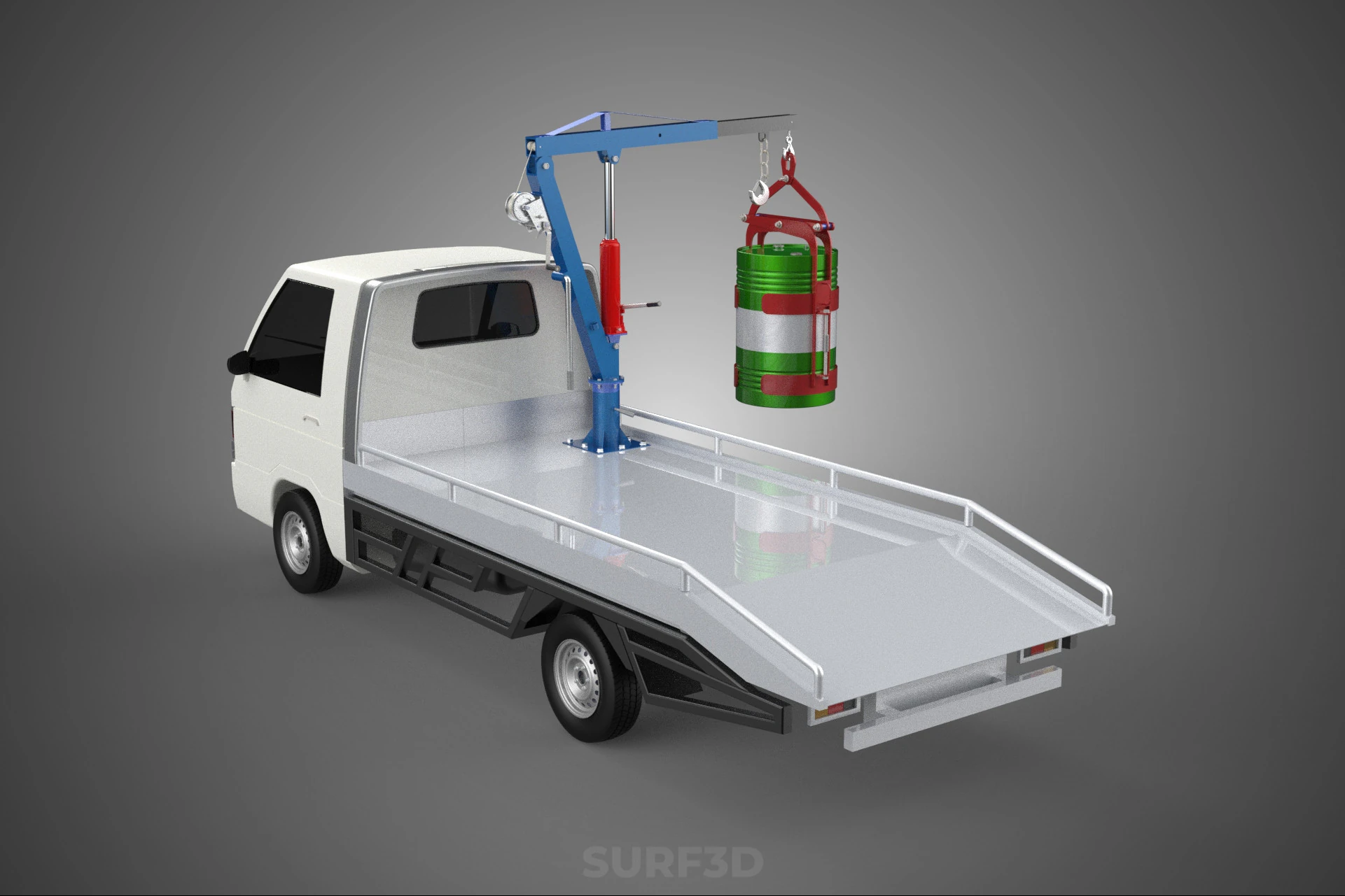 JACK HYDRAULIC CRANE HAND CRANK WINCH JIB DRUM TRUCK PICKUP CAR 3D Model .c4d .max .obj .3ds .fbx .stl .blend 