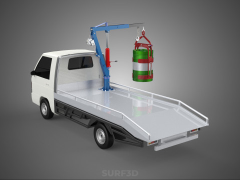 JACK HYDRAULIC CRANE HAND CRANK WINCH JIB DRUM TRUCK PICKUP CAR Modelo 3D
