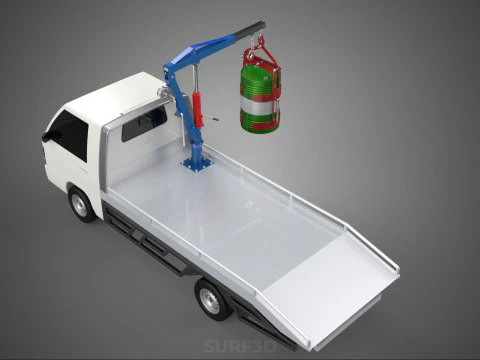 JACK HYDRAULIC CRANE HAND CRANK WINCH JIB DRUM TRUCK PICKUP CAR 3D Model