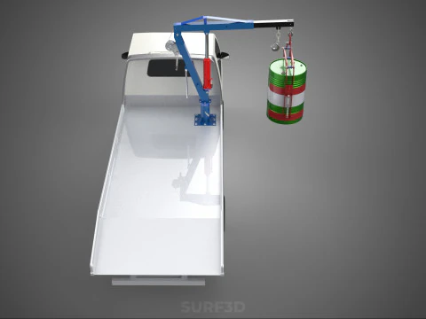 JACK HYDRAULIC CRANE HAND CRANK WINCH JIB DRUM TRUCK PICKUP CAR 3D Model