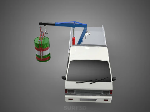 JACK HYDRAULIC CRANE HAND CRANK WINCH JIB DRUM TRUCK PICKUP CAR 3D Model
