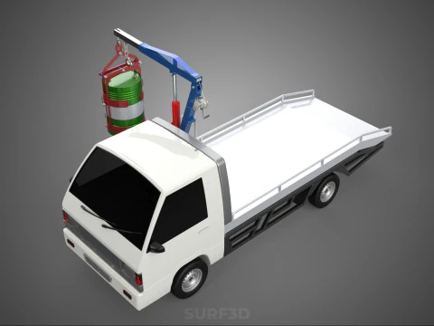 JACK HYDRAULIC CRANE HAND CRANK WINCH JIB DRUM TRUCK PICKUP CAR 3D Model