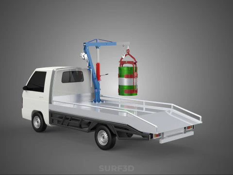 JACK HYDRAULIC CRANE HAND CRANK WINCH JIB DRUM TRUCK PICKUP CAR 3D Model