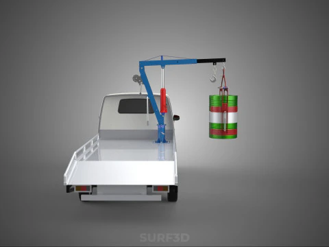 JACK HYDRAULIC CRANE HAND CRANK WINCH JIB DRUM TRUCK PICKUP CAR 3D Model