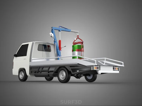 JACK HYDRAULIC CRANE HAND CRANK WINCH JIB DRUM TRUCK PICKUP CAR 3D Model
