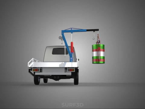 JACK HYDRAULIC CRANE HAND CRANK WINCH JIB DRUM TRUCK PICKUP CAR 3D Model