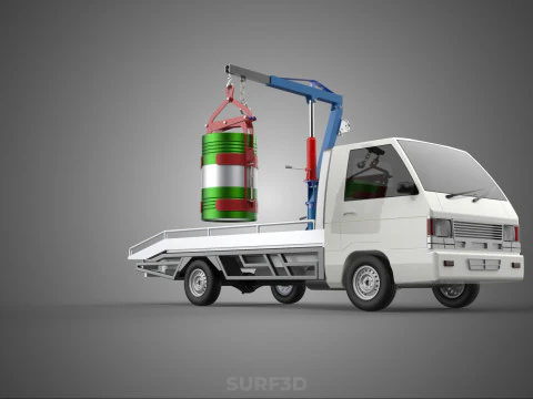 JACK HYDRAULIC CRANE HAND CRANK WINCH JIB DRUM TRUCK PICKUP CAR 3D Model