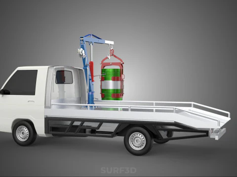 JACK HYDRAULIC CRANE HAND CRANK WINCH JIB DRUM TRUCK PICKUP CAR 3D Model