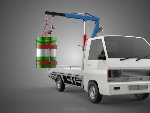 JACK HYDRAULIC CRANE HAND CRANK WINCH JIB DRUM TRUCK PICKUP CAR 3D Model