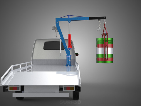 JACK HYDRAULIC CRANE HAND CRANK WINCH JIB DRUM TRUCK PICKUP CAR Modelo 3D