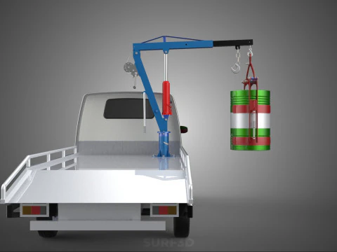 JACK HYDRAULIC CRANE HAND CRANK WINCH JIB DRUM TRUCK PICKUP CAR 3D Model