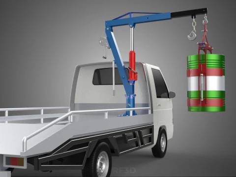 JACK HYDRAULIC CRANE HAND CRANK WINCH JIB DRUM TRUCK PICKUP CAR 3D Model