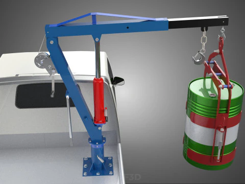 JACK HYDRAULIC CRANE HAND CRANK WINCH JIB DRUM TRUCK PICKUP CAR 3D Model