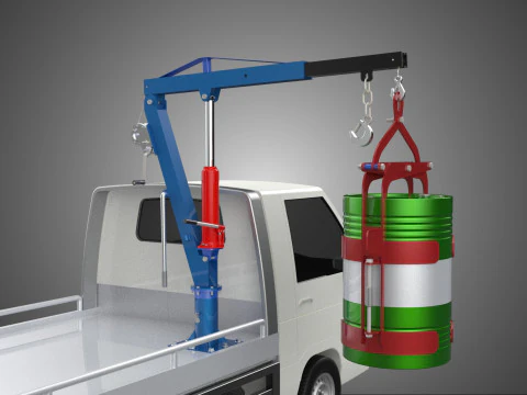 JACK HYDRAULIC CRANE HAND CRANK WINCH JIB DRUM TRUCK PICKUP CAR 3D Model