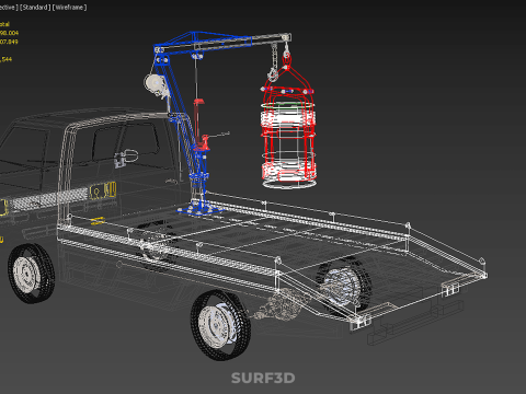 JACK HYDRAULIC CRANE HAND CRANK WINCH JIB DRUM TRUCK PICKUP CAR Modelo 3D