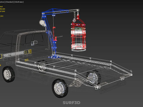 JACK HYDRAULIC CRANE HAND CRANK WINCH JIB DRUM TRUCK PICKUP CAR 3D Model