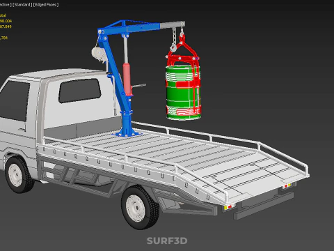JACK HYDRAULIC CRANE HAND CRANK WINCH JIB DRUM TRUCK PICKUP CAR 3D Model