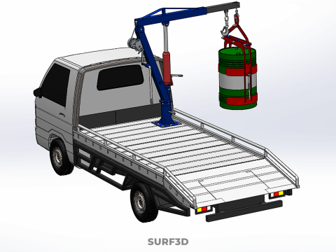 JACK HYDRAULIC CRANE HAND CRANK WINCH JIB DRUM TRUCK PICKUP CAR Modelo 3D