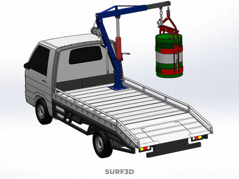 JACK HYDRAULIC CRANE HAND CRANK WINCH JIB DRUM TRUCK PICKUP CAR 3D Model