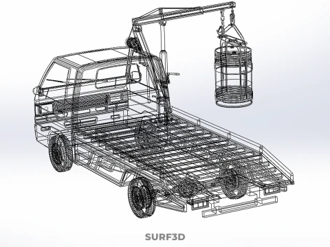 JACK HYDRAULIC CRANE HAND CRANK WINCH JIB DRUM TRUCK PICKUP CAR 3D Model