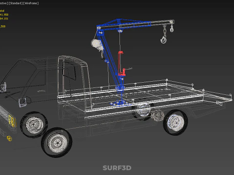 HYDRAULIC JACK CRANE HAND CRANK WINCH HOOK TOWING TRUCK PICKUP 3D Model
