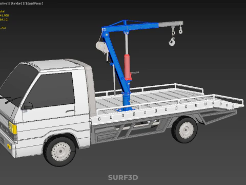 HYDRAULIC JACK CRANE HAND CRANK WINCH HOOK TOWING TRUCK PICKUP 3D Model