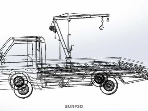 HYDRAULIC JACK CRANE HAND CRANK WINCH HOOK TOWING TRUCK PICKUP 3D Model