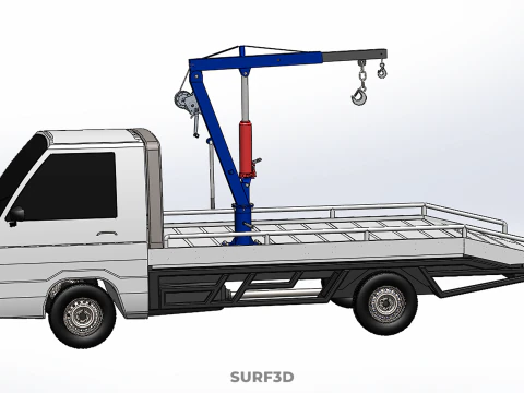 HYDRAULIC JACK CRANE HAND CRANK WINCH HOOK TOWING TRUCK PICKUP 3D Model