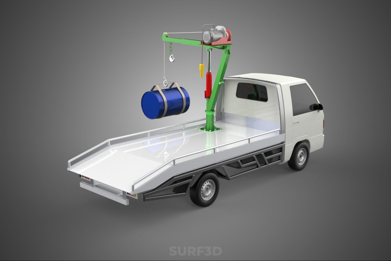 ELECTRIC LIFTING CRANE WINCH HOIST JIB DRUM BARREL PICKUP TRUCK 3Dモデル .c4d .max .obj .3ds .fbx .stl .blend 