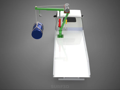 ELECTRIC LIFTING CRANE WINCH HOIST JIB DRUM BARREL PICKUP TRUCK 3D Model