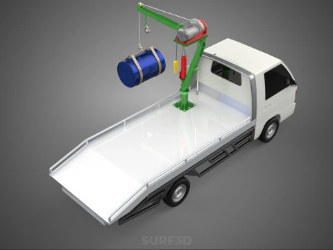 ELECTRIC LIFTING CRANE WINCH HOIST JIB DRUM BARREL PICKUP TRUCK 3D Model