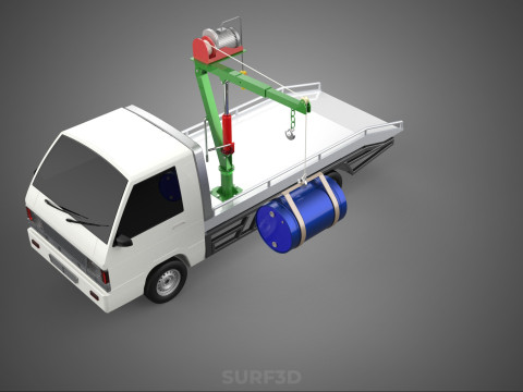 ELECTRIC LIFTING CRANE WINCH HOIST JIB DRUM BARREL PICKUP TRUCK 3Dモデル