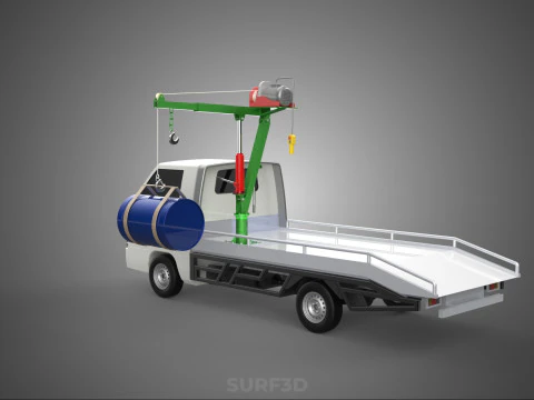 ELECTRIC LIFTING CRANE WINCH HOIST JIB DRUM BARREL PICKUP TRUCK 3D Model