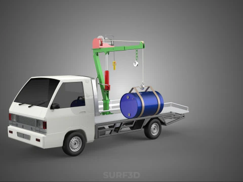 ELECTRIC LIFTING CRANE WINCH HOIST JIB DRUM BARREL PICKUP TRUCK 3D Model