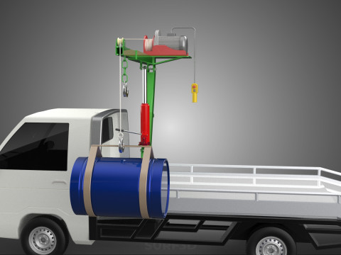 ELECTRIC LIFTING CRANE WINCH HOIST JIB DRUM BARREL PICKUP TRUCK 3Dモデル