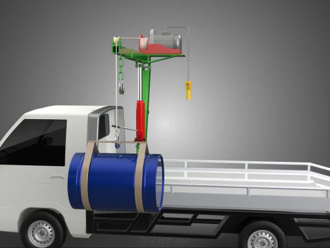 ELECTRIC LIFTING CRANE WINCH HOIST JIB DRUM BARREL PICKUP TRUCK 3D Model