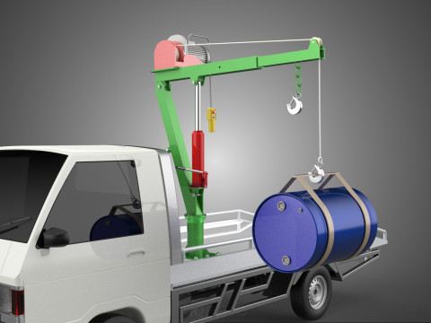 ELECTRIC LIFTING CRANE WINCH HOIST JIB DRUM BARREL PICKUP TRUCK 3Dモデル