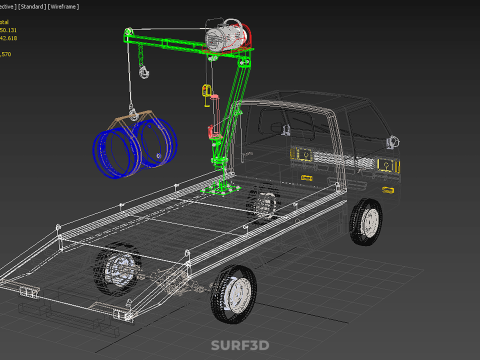 ELECTRIC LIFTING CRANE WINCH HOIST JIB DRUM BARREL PICKUP TRUCK 3Dモデル
