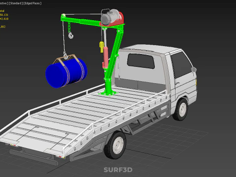 ELECTRIC LIFTING CRANE WINCH HOIST JIB DRUM BARREL PICKUP TRUCK 3D Model