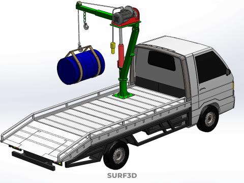 ELECTRIC LIFTING CRANE WINCH HOIST JIB DRUM BARREL PICKUP TRUCK 3Dモデル
